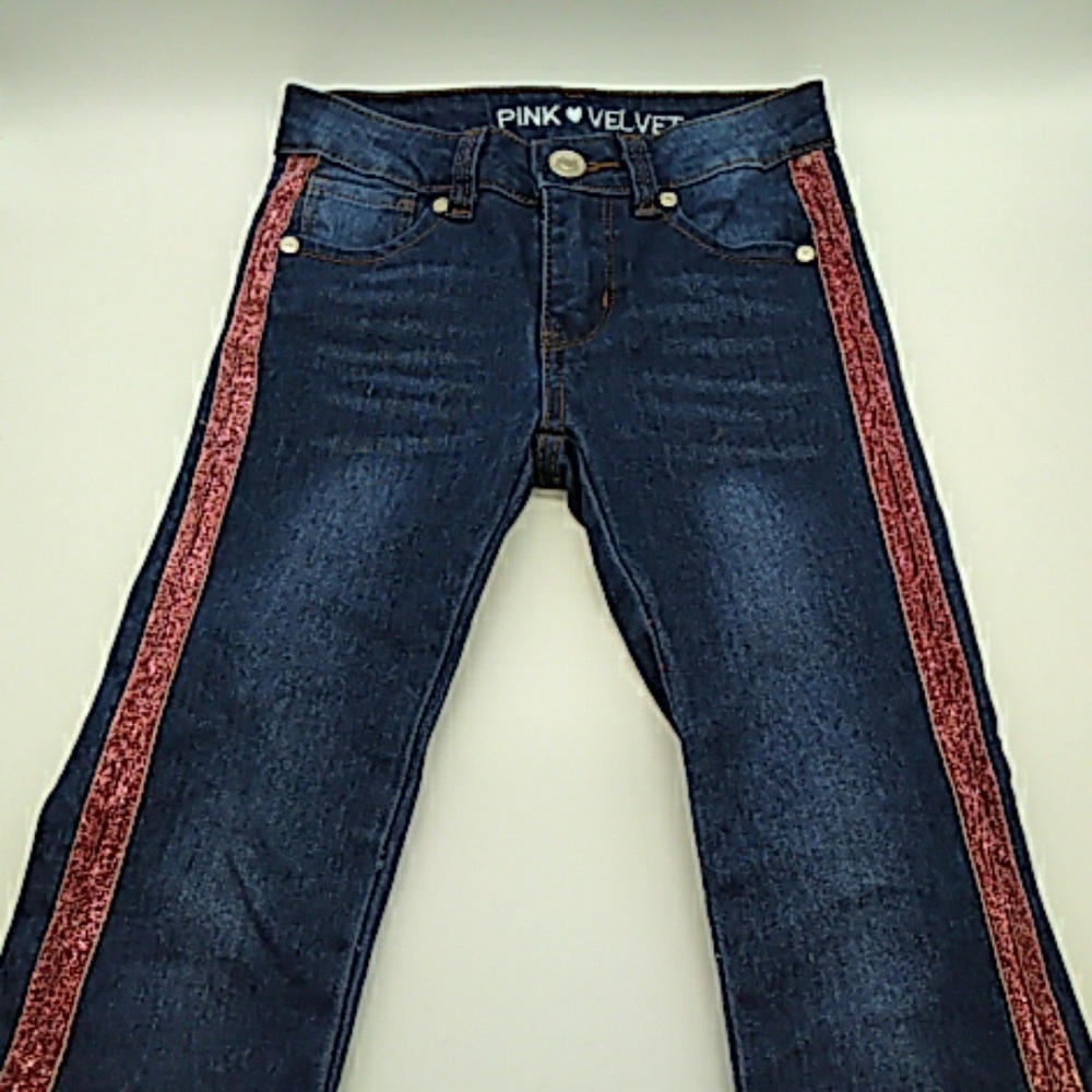 Pink Velvet girls jeans pink sparkle 6X